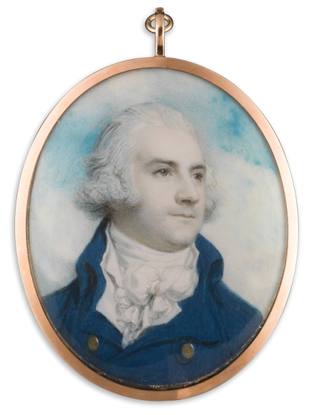 a-portrait-miniature-of-a-gentleman-wearing-blue-coat-with-gold-buttons-tied-stock-and-frilled-cravat-c-1790-1
